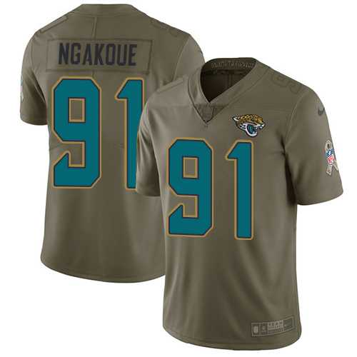 Youth Nike Jacksonville Jaguars #91 Yannick Ngakoue Olive Stitched NFL Limited 2017 Salute to Service Jersey