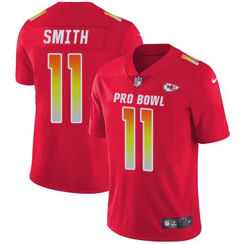 Youth Nike Kansas City Chiefs #11 Alex Smith Red Stitched NFL Limited AFC 2018 Pro Bowl Jersey