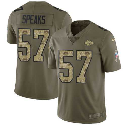 Youth Nike Kansas City Chiefs #57 Breeland Speaks Olive Camo Stitched NFL Limited 2017 Salute to Service Jersey