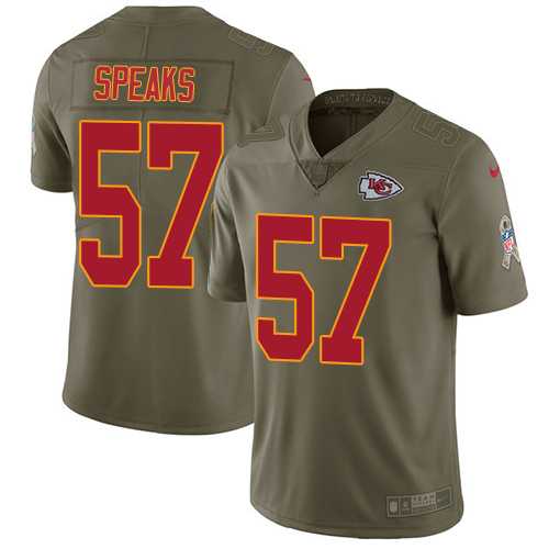 Youth Nike Kansas City Chiefs #57 Breeland Speaks Olive Stitched NFL Limited 2017 Salute to Service Jersey