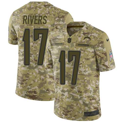 Youth Nike Los Angeles Chargers #17 Philip Rivers Camo Stitched NFL Limited 2018 Salute to Service Jersey