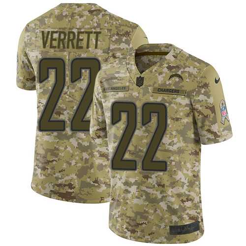 Youth Nike Los Angeles Chargers #22 Jason Verrett Camo Stitched NFL Limited 2018 Salute to Service Jersey