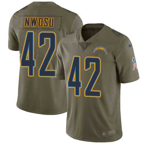 Youth Nike Los Angeles Chargers #42 Uchenna Nwosu Olive Stitched NFL Limited 2017 Salute to Service Jersey