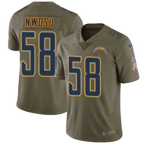 Youth Nike Los Angeles Chargers #58 Uchenna Nwosu Olive Stitched NFL Limited 2017 Salute to Service Jersey
