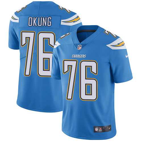 Youth Nike Los Angeles Chargers #76 Russell Okung Electric Blue Alternate Stitched NFL Vapor Untouchable Limited Jersey
