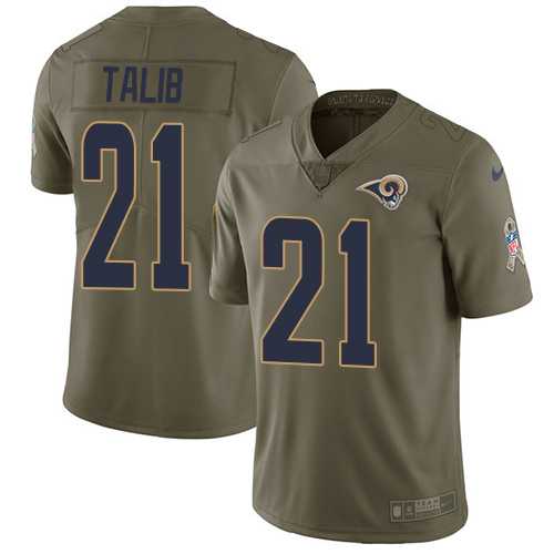 Youth Nike Los Angeles Rams #21 Aqib Talib Olive Stitched NFL Limited 2017 Salute to Service Jersey