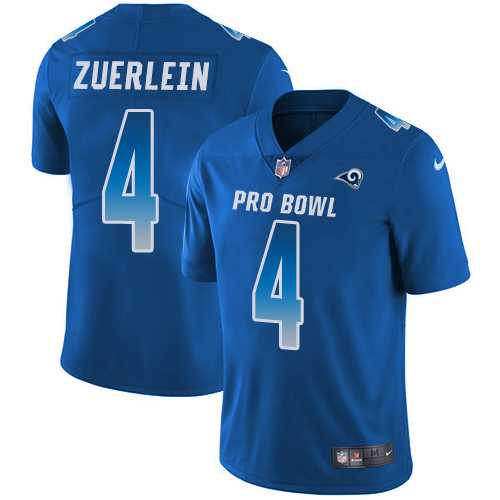 Youth Nike Los Angeles Rams #4 Greg Zuerlein Royal Stitched NFL Limited NFC 2018 Pro Bowl Jersey