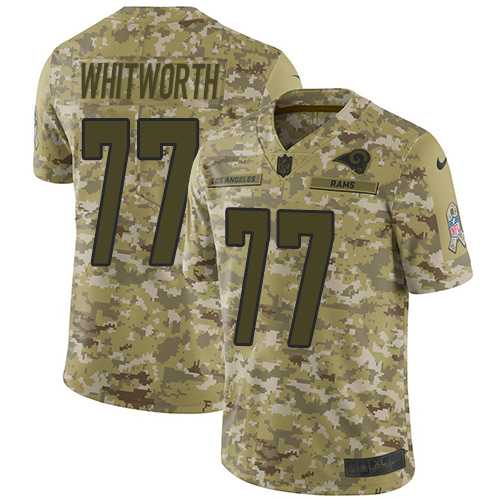 Youth Nike Los Angeles Rams #77 Andrew Whitworth Camo Stitched NFL Limited 2018 Salute to Service Jersey