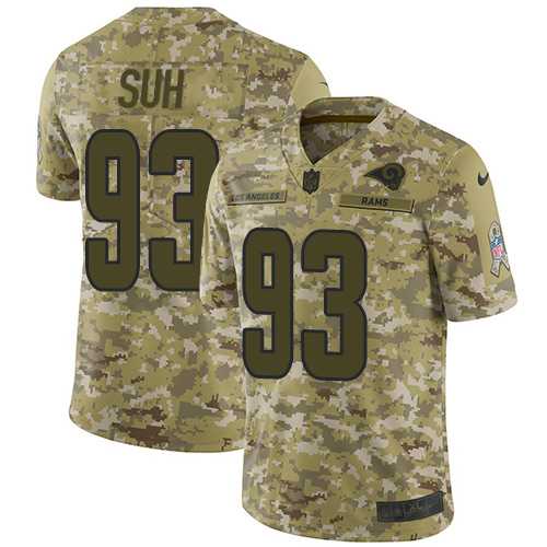 Youth Nike Los Angeles Rams #93 Ndamukong Suh Camo Stitched NFL Limited 2018 Salute to Service Jersey