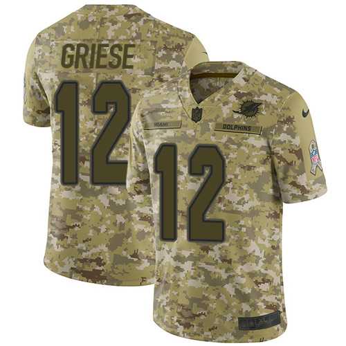 Youth Nike Miami Dolphins #12 Bob Griese Camo Stitched NFL Limited 2018 Salute to Service Jersey