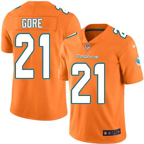 Youth Nike Miami Dolphins #21 Frank Gore Orange Stitched NFL Limited Rush Jersey
