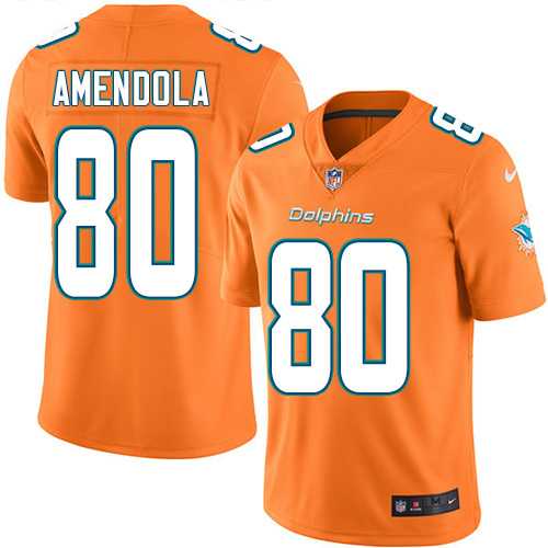 Youth Nike Miami Dolphins #80 Danny Amendola Orange Stitched NFL Limited Rush Jersey