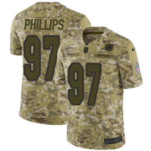 Youth Nike Miami Dolphins #97 Jordan Phillips Camo Stitched NFL Limited 2018 Salute to Service Jersey