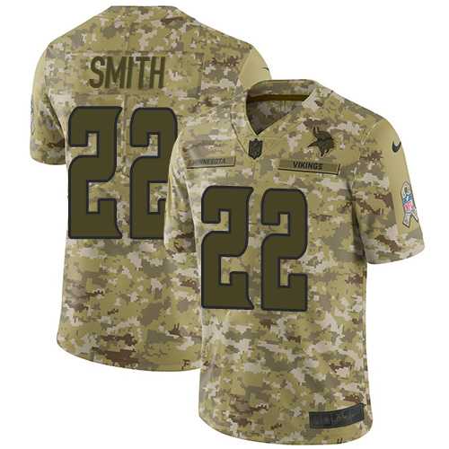 Youth Nike Minnesota Vikings #22 Harrison Smith Camo Stitched NFL Limited 2018 Salute to Service Jersey