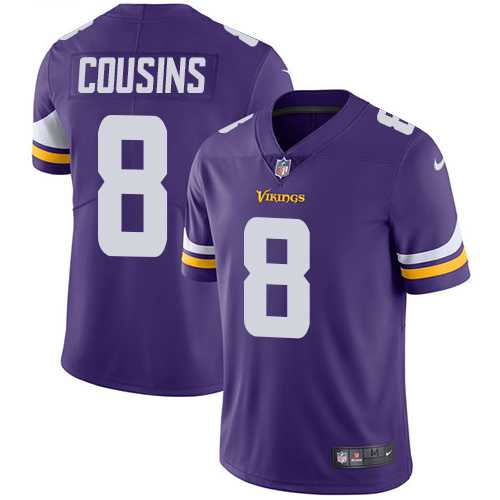 Youth Nike Minnesota Vikings #8 Kirk Cousins Purple Team Color Stitched NFL Vapor Untouchable Limited Jersey