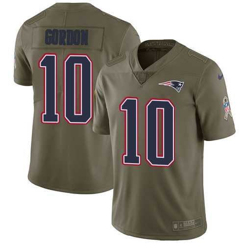 Youth Nike New England Patriots #10 Josh Gordon Olive Stitched NFL Limited 2017 Salute to Service Jersey
