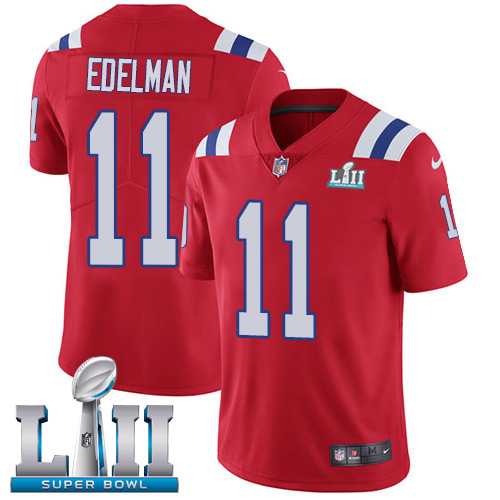 Youth Nike New England Patriots #11 Julian Edelman Red Alternate Super Bowl LII Stitched NFL Vapor Untouchable Limited Jersey