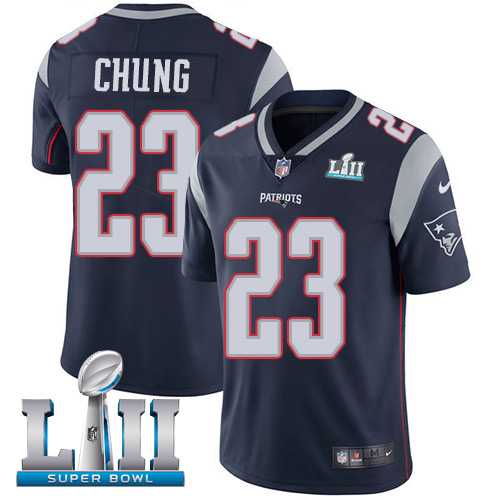 Youth Nike New England Patriots #23 Patrick Chung Navy Blue Team Color Super Bowl LII Stitched NFL Vapor Untouchable Limited Jersey