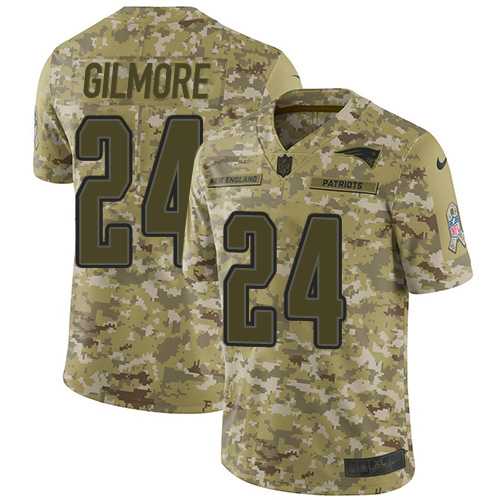 Youth Nike New England Patriots #24 Stephon Gilmore Camo Stitched NFL Limited 2018 Salute to Service Jersey