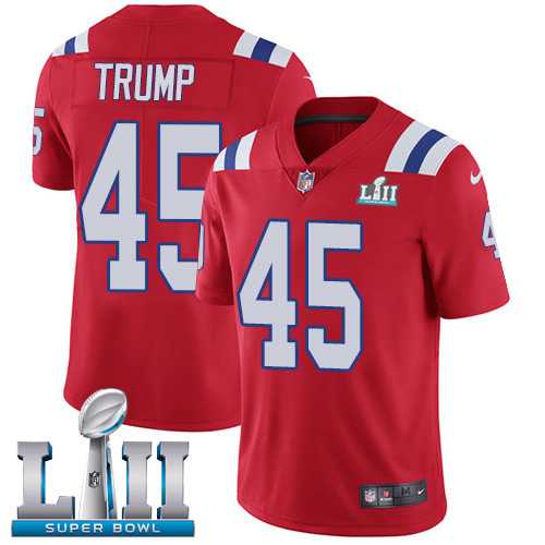 Youth Nike New England Patriots #45 Donald Trump Red Alternate Super Bowl LII Stitched NFL Vapor Untouchable Limited Jersey