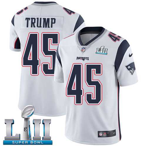 Youth Nike New England Patriots #45 Donald Trump White Super Bowl LII Stitched NFL Vapor Untouchable Limited Jersey
