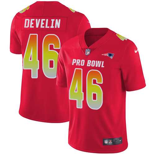 Youth Nike New England Patriots #46 James Develin Red Stitched NFL Limited AFC 2018 Pro Bowl Jersey