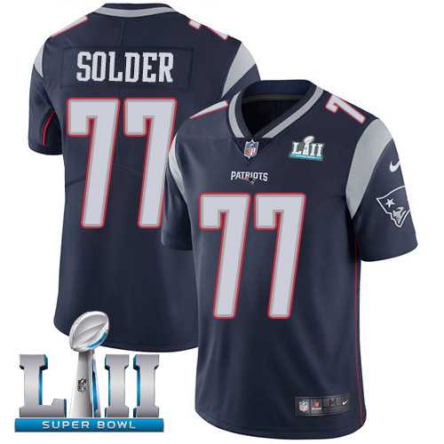 Youth Nike New England Patriots #77 Nate Solder Navy Blue Team Color Super Bowl LII Stitched NFL Vapor Untouchable Limited Jersey