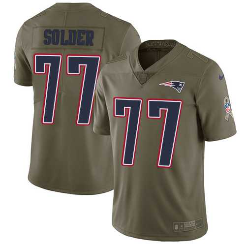 Youth Nike New England Patriots #77 Nate Solder Olive Stitched NFL Limited 2017 Salute to Service Jersey