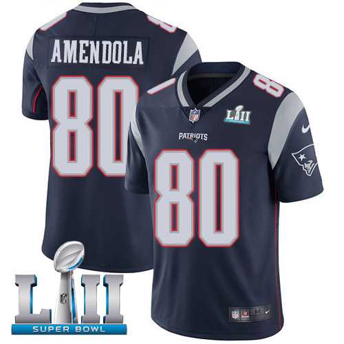 Youth Nike New England Patriots #80 Danny Amendola Navy Blue Team Color Super Bowl LII Stitched NFL Vapor Untouchable Limited Jersey