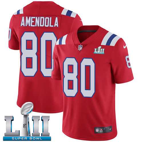 Youth Nike New England Patriots #80 Danny Amendola Red Alternate Super Bowl LII Stitched NFL Vapor Untouchable Limited Jersey