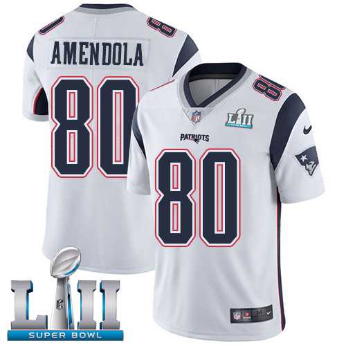 Youth Nike New England Patriots #80 Danny Amendola White Super Bowl LII Stitched NFL Vapor Untouchable Limited Jersey