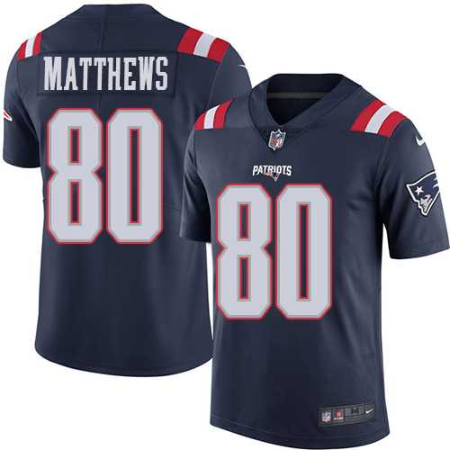 Youth Nike New England Patriots #80 Jordan Matthews Navy Blue Stitched NFL Limited Rush Jersey
