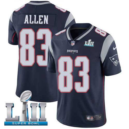 Youth Nike New England Patriots #83 Dwayne Allen Navy Blue Team Color Super Bowl LII Stitched NFL Vapor Untouchable Limited Jersey