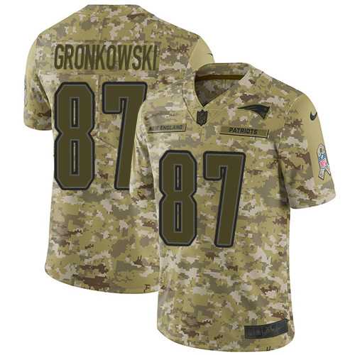 Youth Nike New England Patriots #87 Rob Gronkowski Camo Stitched NFL Limited 2018 Salute to Service Jersey