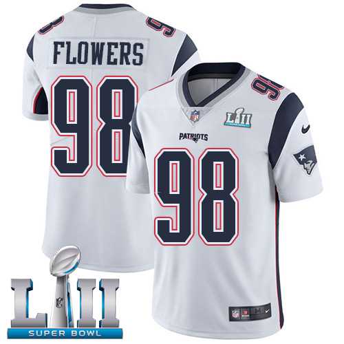 Youth Nike New England Patriots #98 Trey Flowers White Super Bowl LII Stitched NFL Vapor Untouchable Limited Jersey