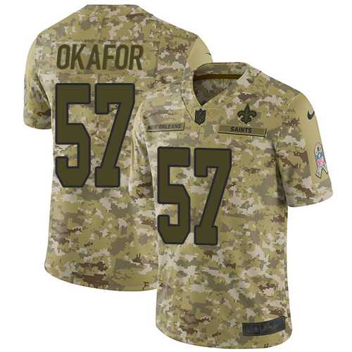 Youth Nike New Orleans Saints #57 Alex Okafor Camo Stitched NFL Limited 2018 Salute to Service Jersey