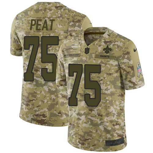 Youth Nike New Orleans Saints #75 Andrus Peat Camo Stitched NFL Limited 2018 Salute to Service Jersey