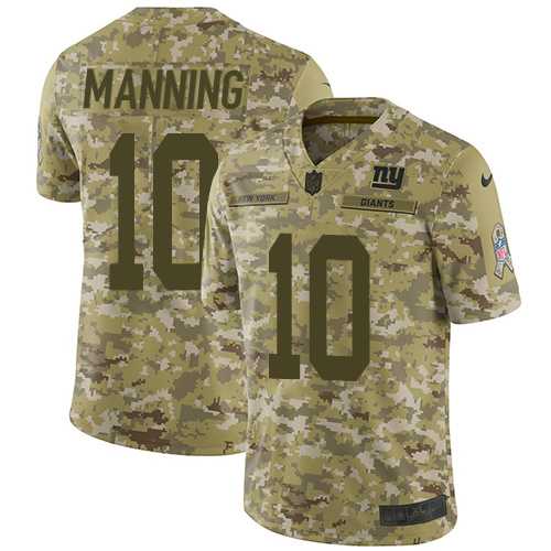 Youth Nike New York Giants #10 Eli Manning Camo Stitched NFL Limited 2018 Salute to Service Jersey