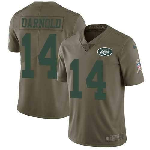 Youth Nike New York Jets #14 Sam Darnold Olive Stitched NFL Limited 2017 Salute to Service Jersey