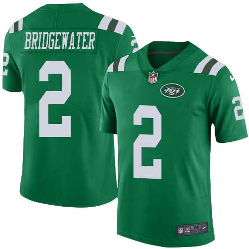 Youth Nike New York Jets #2 Teddy Bridgewater Green Stitched NFL Limited Rush Jersey