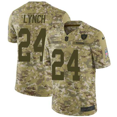 Youth Nike Oakland Raiders #24 Marshawn Lynch Camo Stitched NFL Limited 2018 Salute to Service Jersey