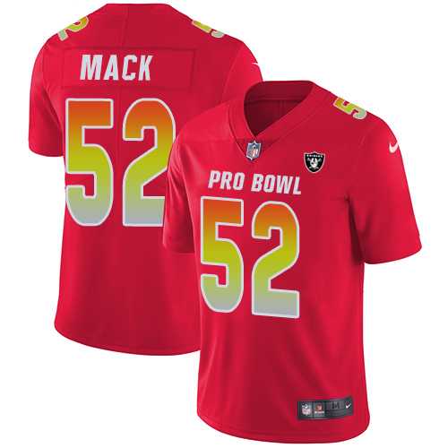Youth Nike Oakland Raiders #52 Khalil Mack Red Stitched NFL Limited AFC 2018 Pro Bowl Jersey