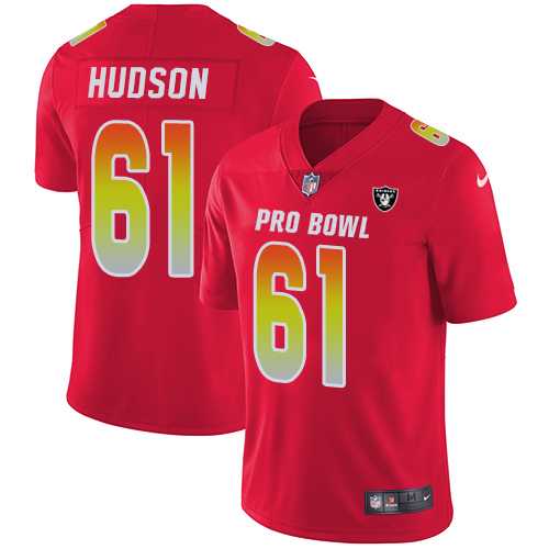Youth Nike Oakland Raiders #61 Rodney Hudson Red Stitched NFL Limited AFC 2018 Pro Bowl Jersey