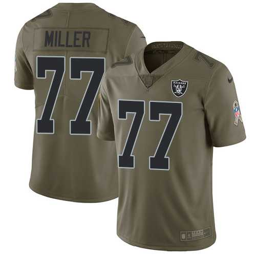 Youth Nike Oakland Raiders #77 Kolton Miller Olive Stitched NFL Limited 2017 Salute to Service Jersey
