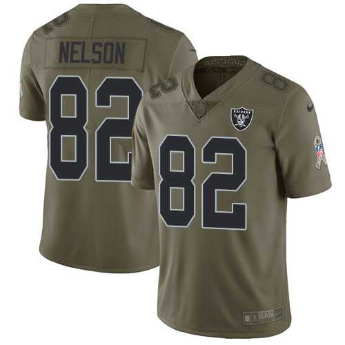Youth Nike Oakland Raiders #82 Jordy Nelson Olive Stitched NFL Limited 2017 Salute to Service Jersey