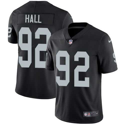 Youth Nike Oakland Raiders #92 P.J. Hall Black Team Color Stitched NFL Vapor Untouchable Limited Jersey