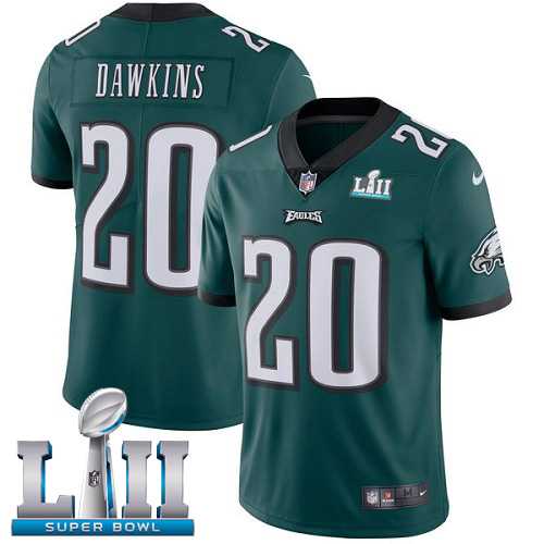 Youth Nike Philadelphia Eagles #20 Brian Dawkins Midnight Green Team Color Super Bowl LII Stitched NFL Vapor Untouchable Limited Jersey