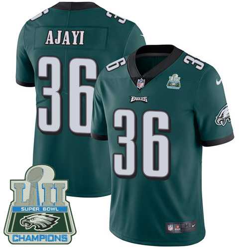 Youth Nike Philadelphia Eagles #36 Jay Ajayi Midnight Green Team Color Super Bowl LII Champions Stitched NFL Vapor Untouchable Limited Jersey