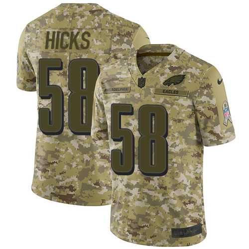 Youth Nike Philadelphia Eagles #58 Jordan Hicks Camo Stitched NFL Limited 2018 Salute to Service Jersey