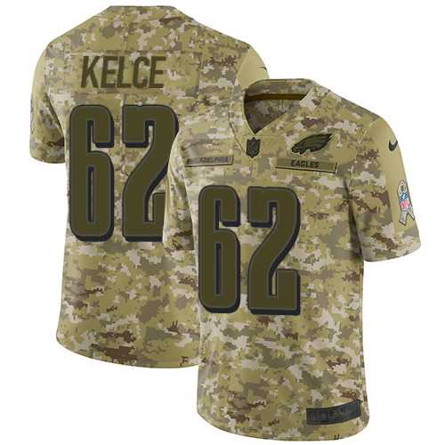 Youth Nike Philadelphia Eagles #62 Jason Kelce Camo Stitched NFL Limited 2018 Salute to Service Jersey